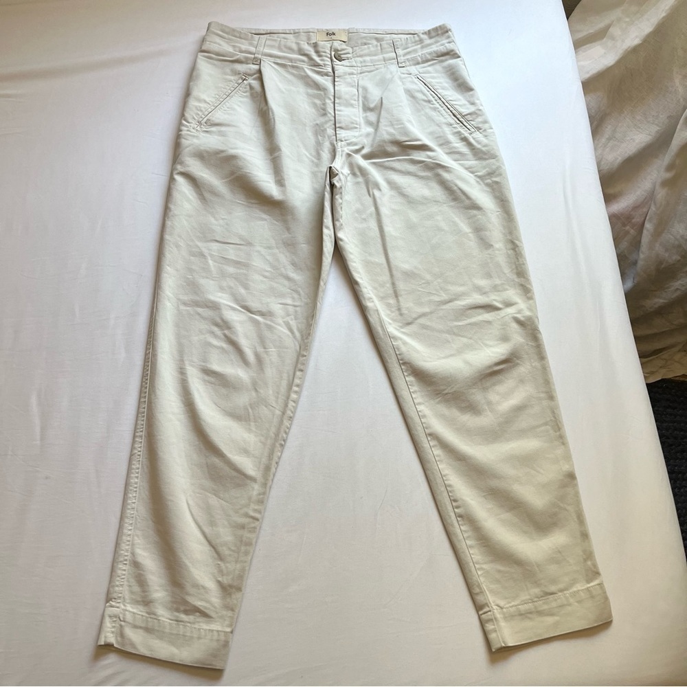FOLK nude cream‎ ivory men’s tapered leg cropped pants